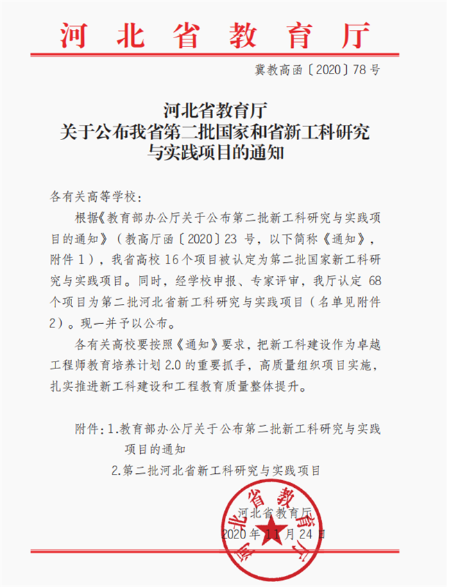必赢《新工科背景下民办院校土木工程专业人才培养模式探索》 课题入选河北省第二批新工科研究与实践项目