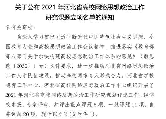 喜报：必赢网络思政工作研究课题成功立项！