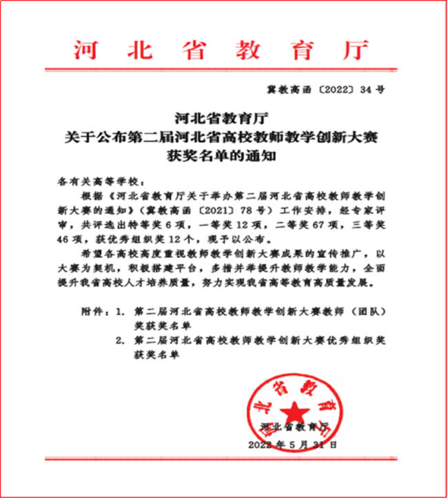 必赢经济学院薛芳教学团队在河北省第二届高校教师教学创新大赛中斩获三等奖