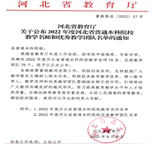 必赢教师闫贤贤及会计学教学团队分获 河北省“教学名师”、“优秀教学团队”荣誉称号