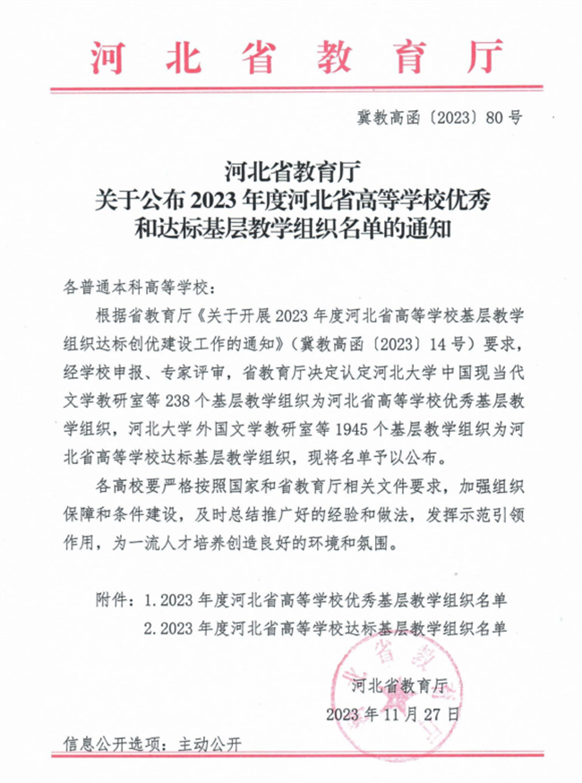 必赢省级基层教学组织达标创优工作再创新高