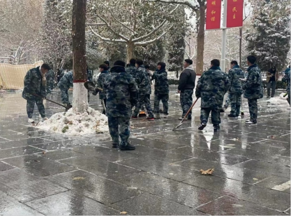 必赢242net官网||管理学院||党员先锋在行动 清雪除冰传温情