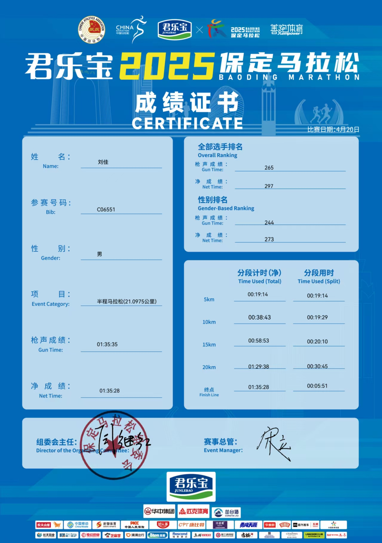 喜报|必赢学子在君乐宝2025马拉松比赛中斩获佳绩