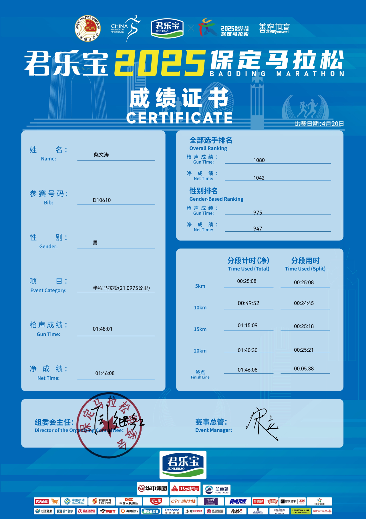 喜报|必赢学子在君乐宝2025马拉松比赛中斩获佳绩